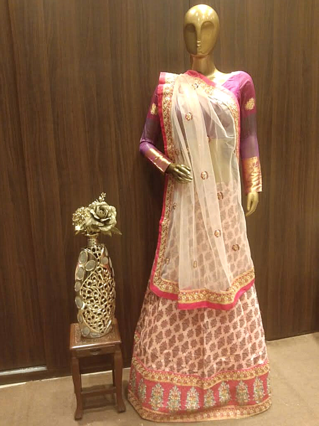 Digital Printed Semi-Stitched Lehenga with Embroidery Border & Contrast Heavy Dupatta