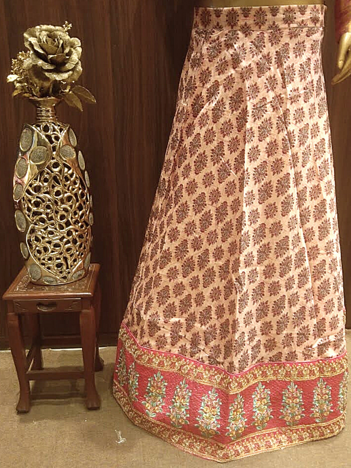 Digital Printed Semi-Stitched Lehenga with Embroidery Border & Contrast Heavy Dupatta