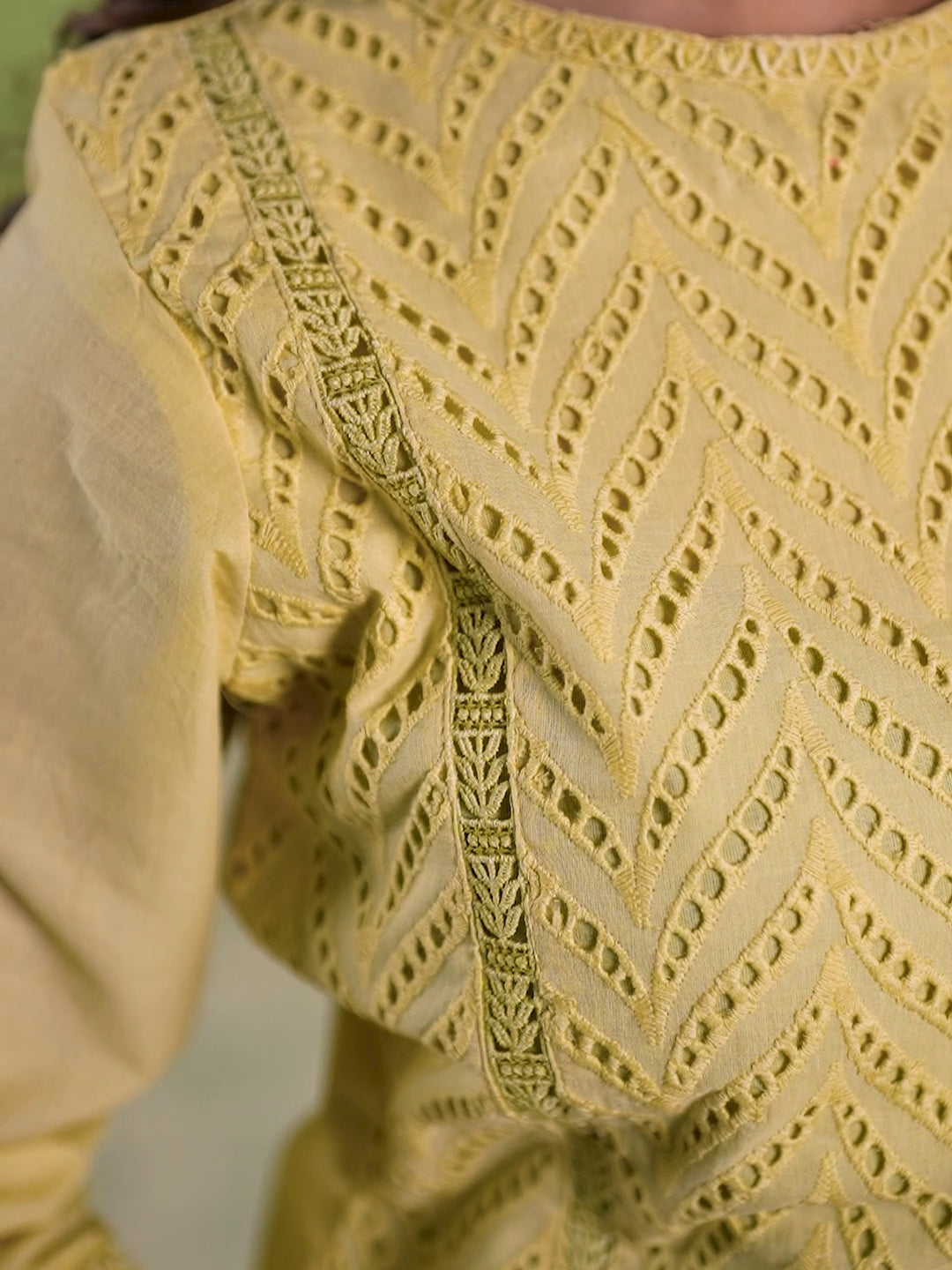 Chikankari & Floral Embroidered Straight Kurta & Trouser Set with Floral Printed Dupatta in Yellow