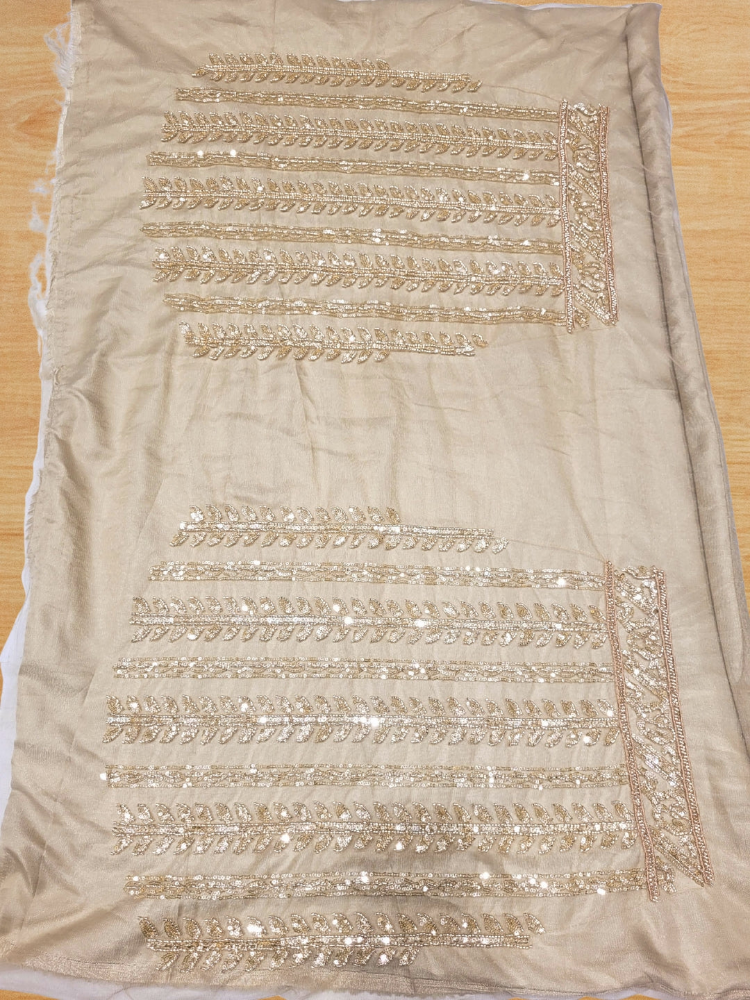 Golden Sequined Embroidered Net Lehenga with Floral and Zari Work