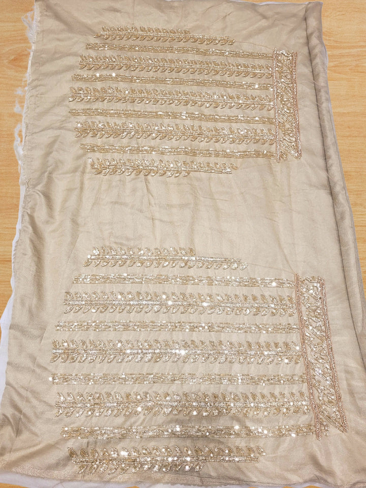 Golden Sequined Embroidered Net Lehenga with Floral and Zari Work