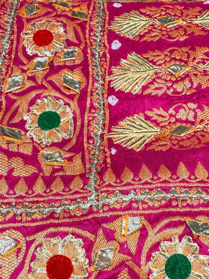 Rani Pink Shaded Gota Patti Embroidered Saree with Golden Booti