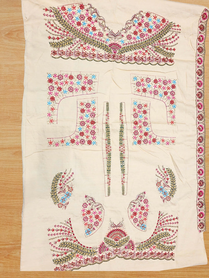 Floral Zari & Sequin Work Embroidered Lehenga with Dupatta & unstitched Blouse