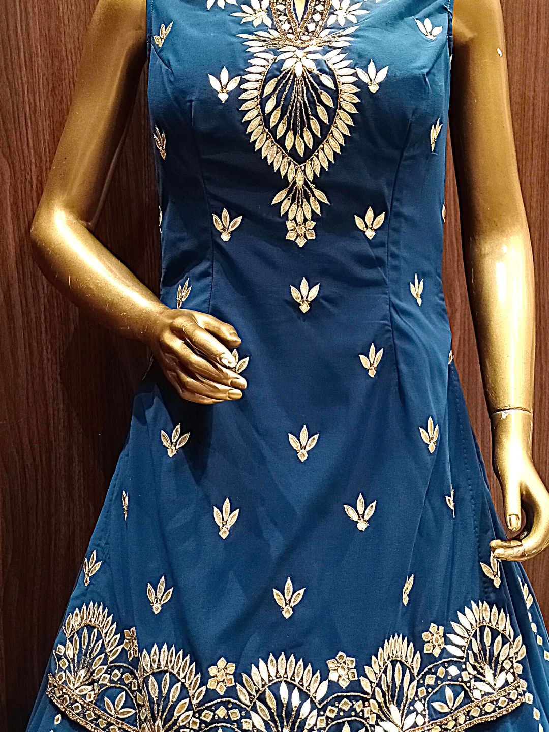 Deep Blue Jacket Choli with Lehenga embellished with Gotta Patti Embroidery & Ethnic Motifs