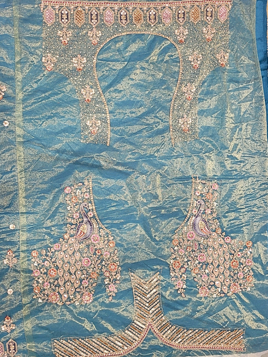 Heavy Zari, Dori, Sequins & Resham Embroidered Lehenga with Dupatta & unstitched Blouse