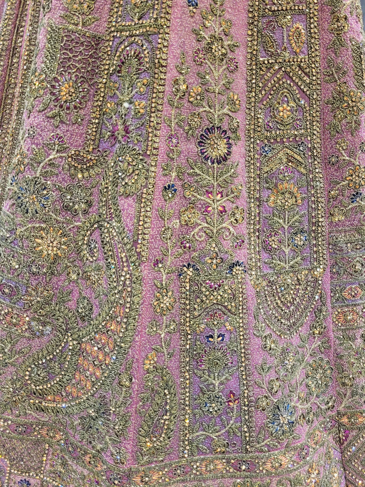 Rosewood Pink Embroidered Anarkali Gown with Heavy Zari Work & Dupatta