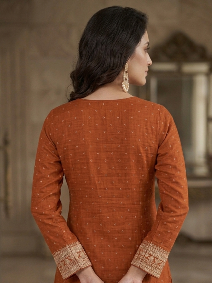 Silk Bandhani Zari Embroidered Anarkali with Banarasi Dupatta