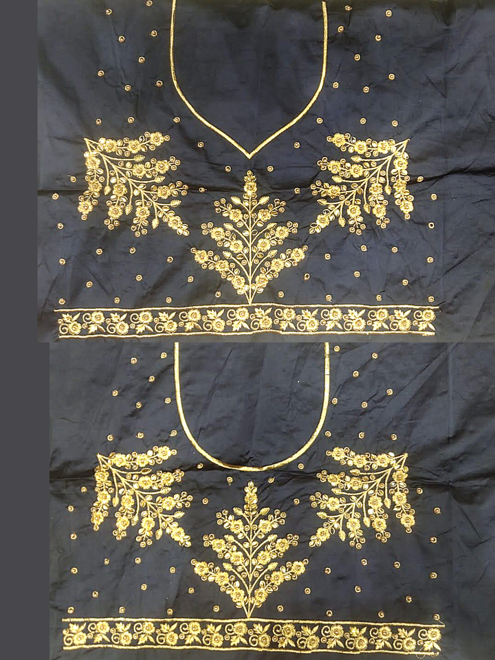 Deep Blue Semi-Stitched Silk Embellished Lehenga with Pastel Pink Dupatta