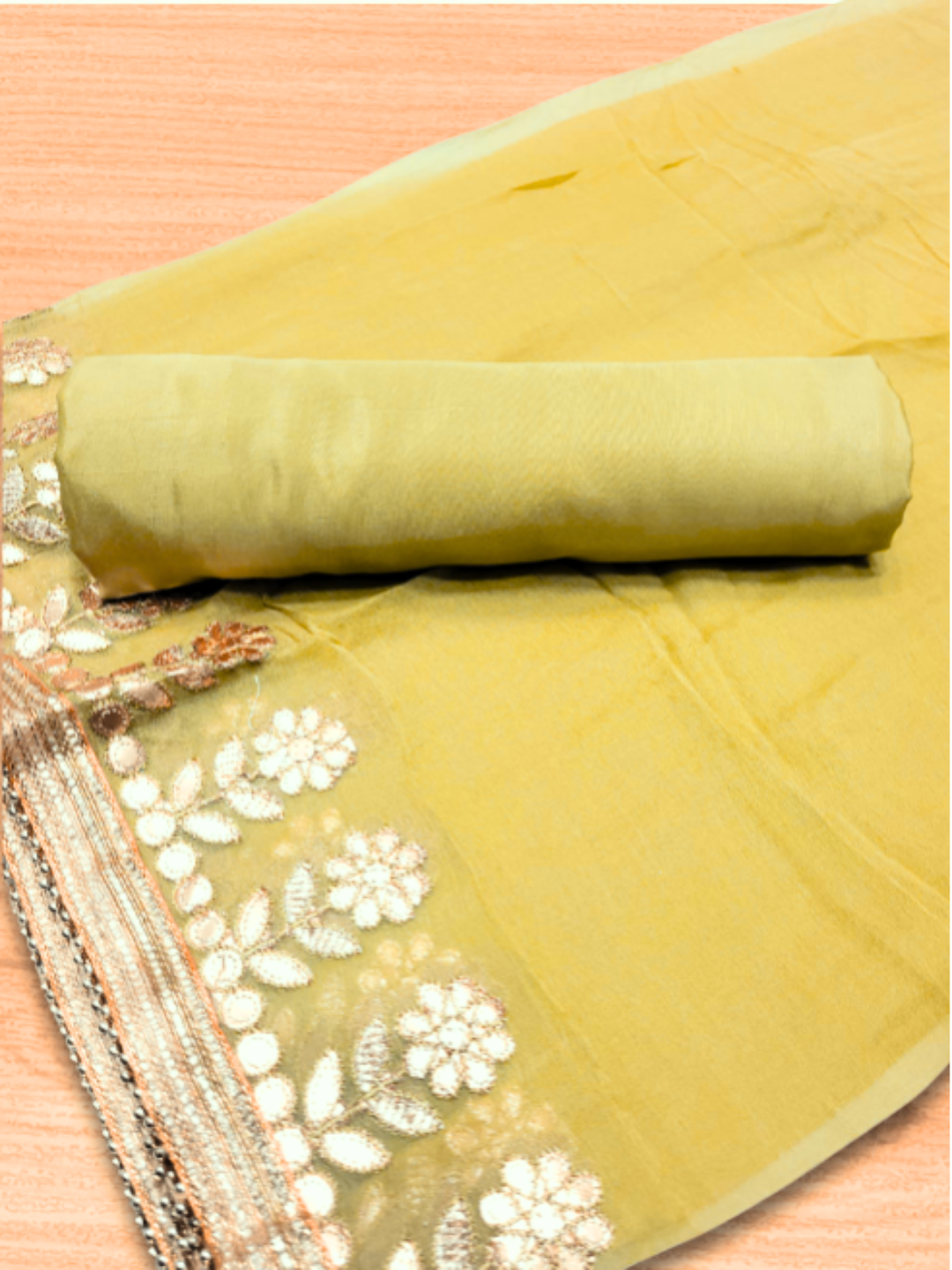 Gota Patti & Sequin Embroidered Semi-stitched Punjabi Suit Dupatta