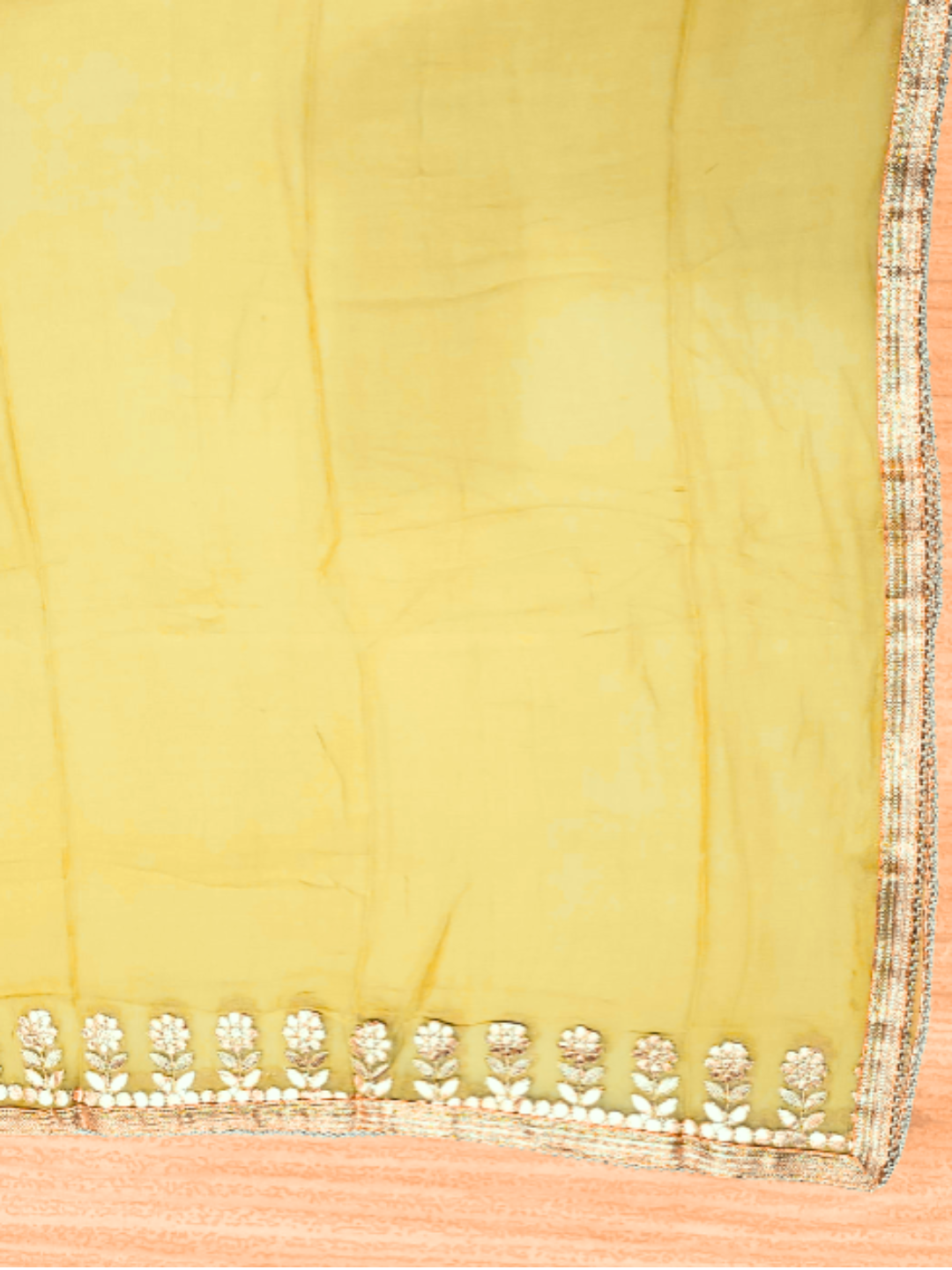 Gota Patti & Sequin Embroidered Semi-stitched Punjabi Suit Dupatta