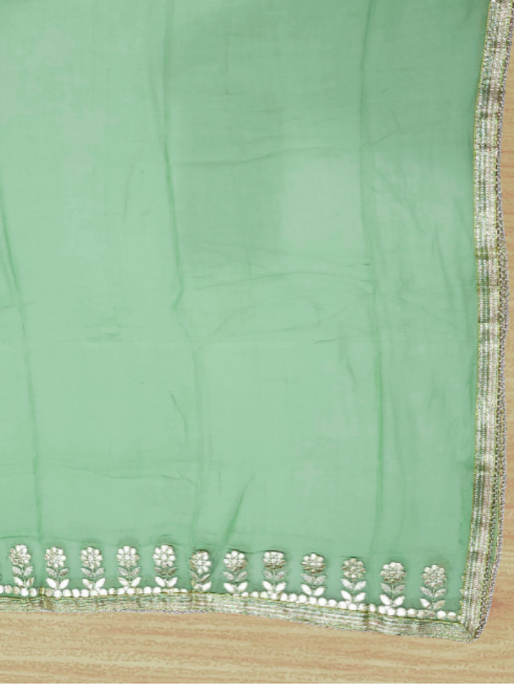 Gota Patti &amp; Sequin Embroidered Semi-stitched Punjabi Suit Dupatta