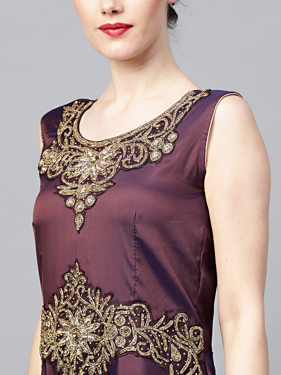 Kundan Embroidered Silk Floor Length Flared Suit