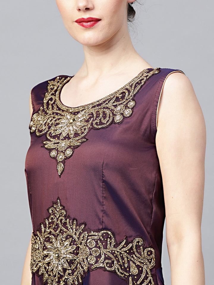 Kundan Embroidered Silk Floor Length Flared Suit