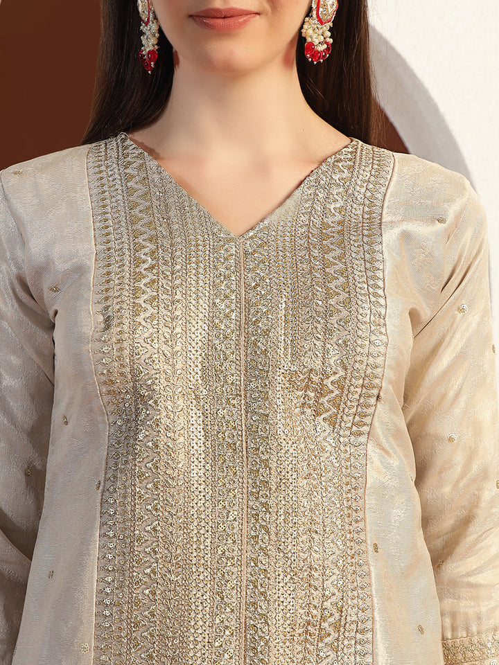 Chhabra 555 Banarasi Self Design Lehenga Set with Sequin Zari Embroidery & Bandhani Print Dupatta