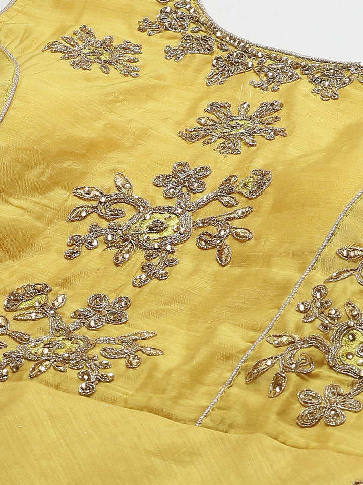 Made to Measure Chanderi Embroidered Anarkali Set With Gold Aari work and Heavy Dupatta