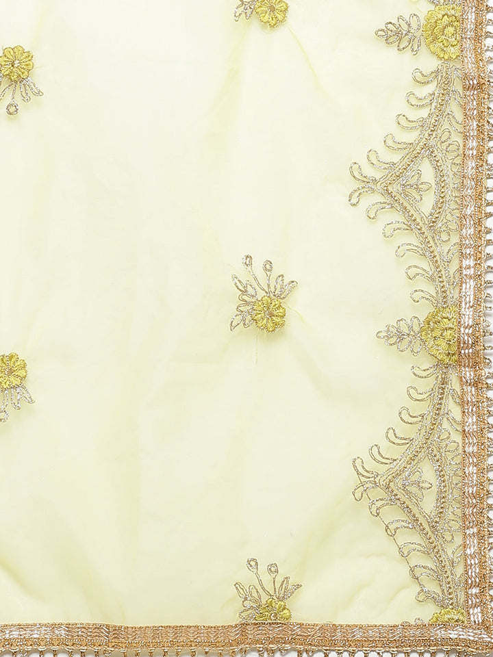 Made to Measure Chanderi Embroidered Anarkali Set With Gold Aari work and Heavy Dupatta