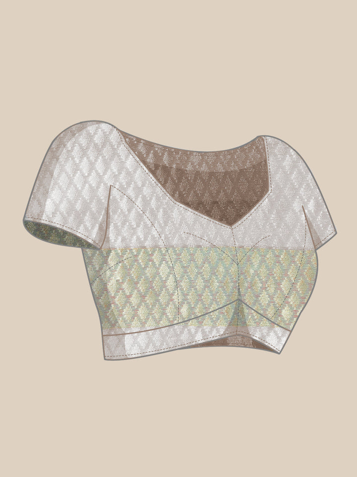 Grey Zari Meenakari Woven Organza Tissue Contemporary Saree