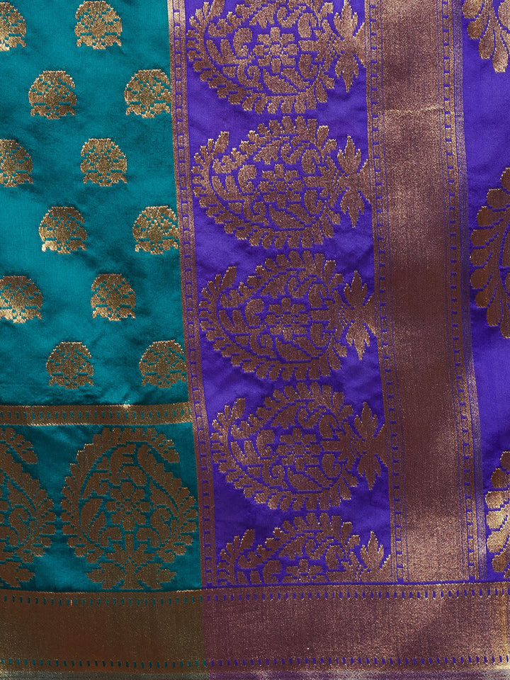 Green & Purple Coloured Banarasi Silk  Saree