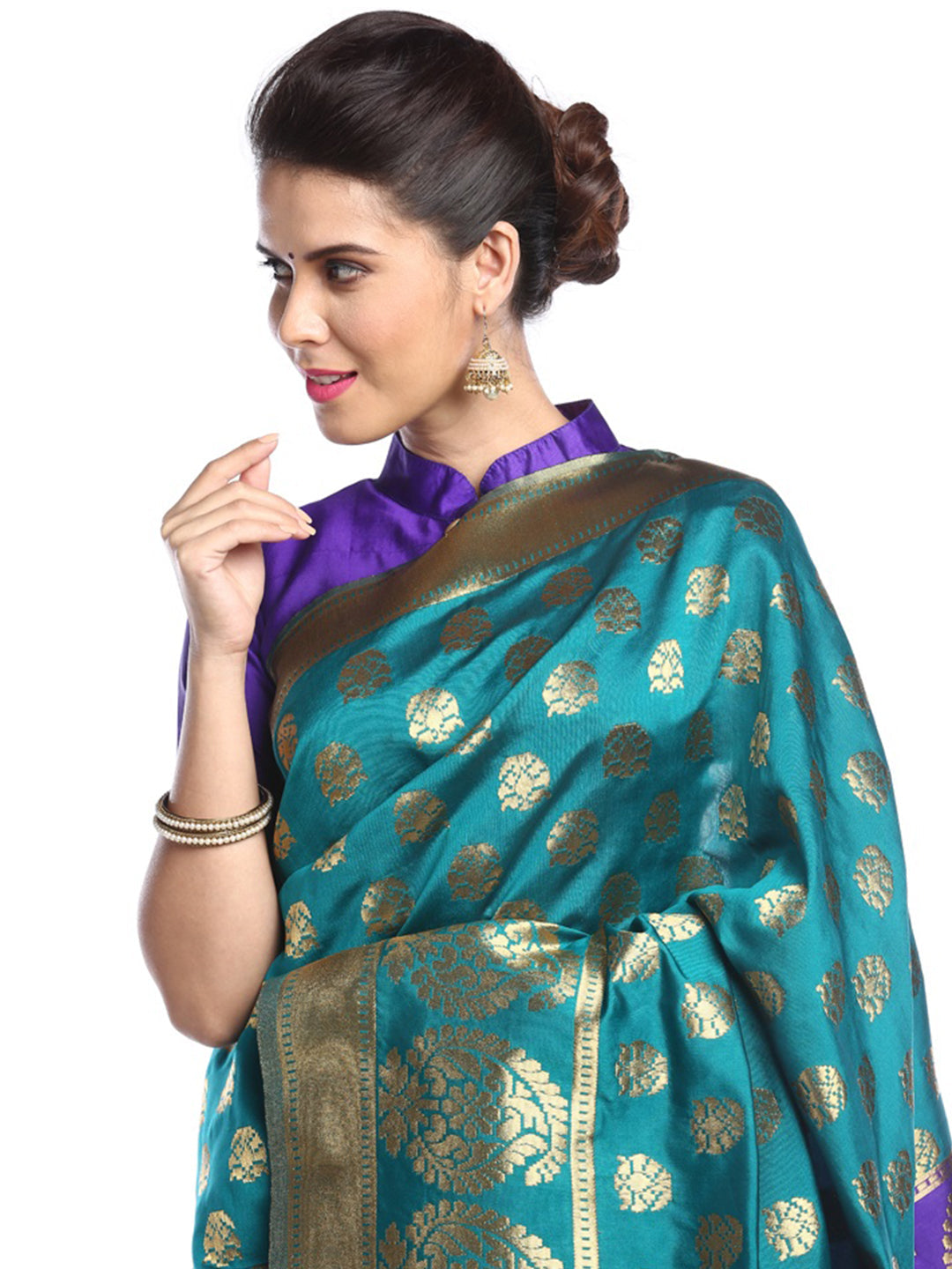 Green & Purple Coloured Banarasi Silk  Saree