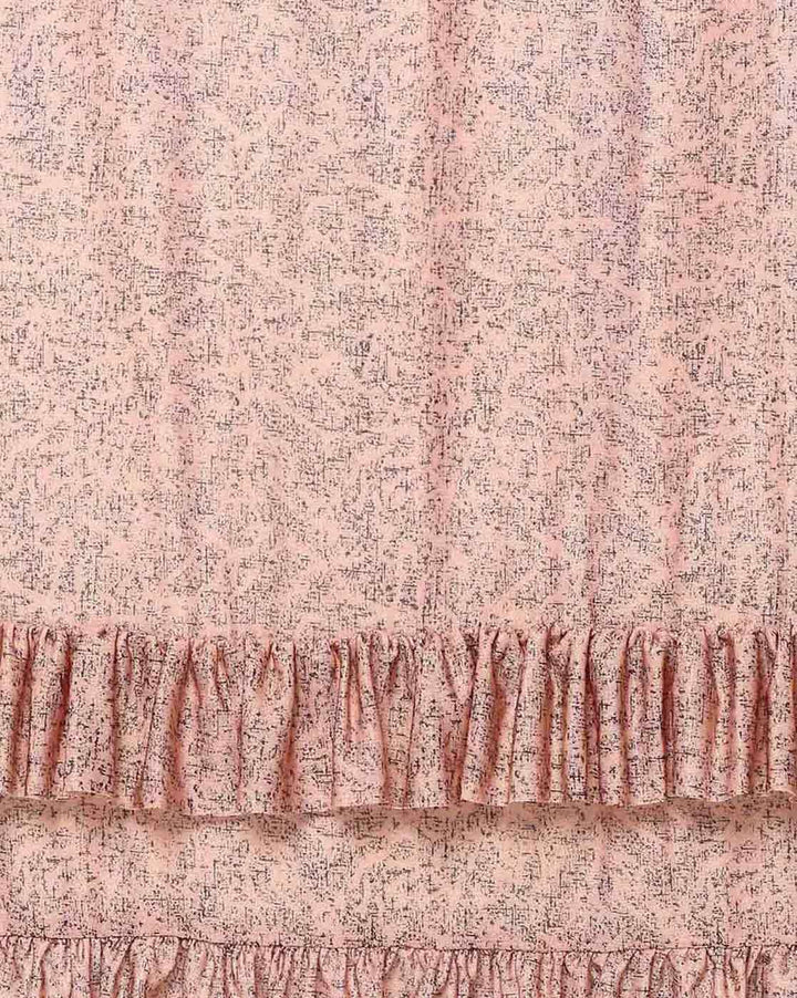 Made to Measure Pink & Black Ruffled Self Embossed Saree & Black Sequence Off Shoulder Embellished Blouse