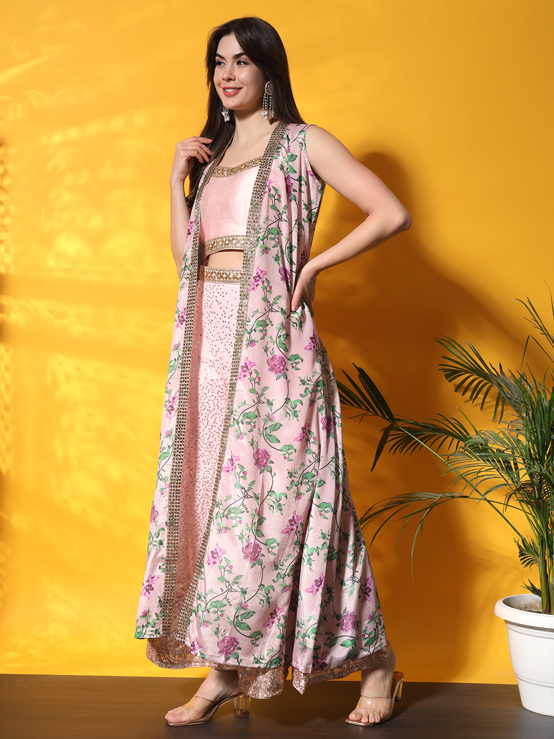 Floral Elegance Pink Anarkali Set