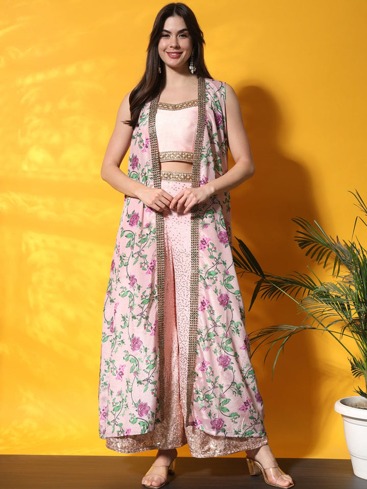 Floral Elegance Pink Anarkali Set