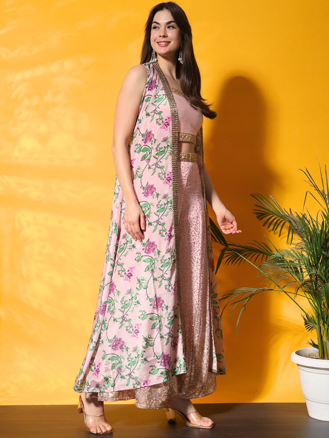 Floral Elegance Pink Anarkali Set