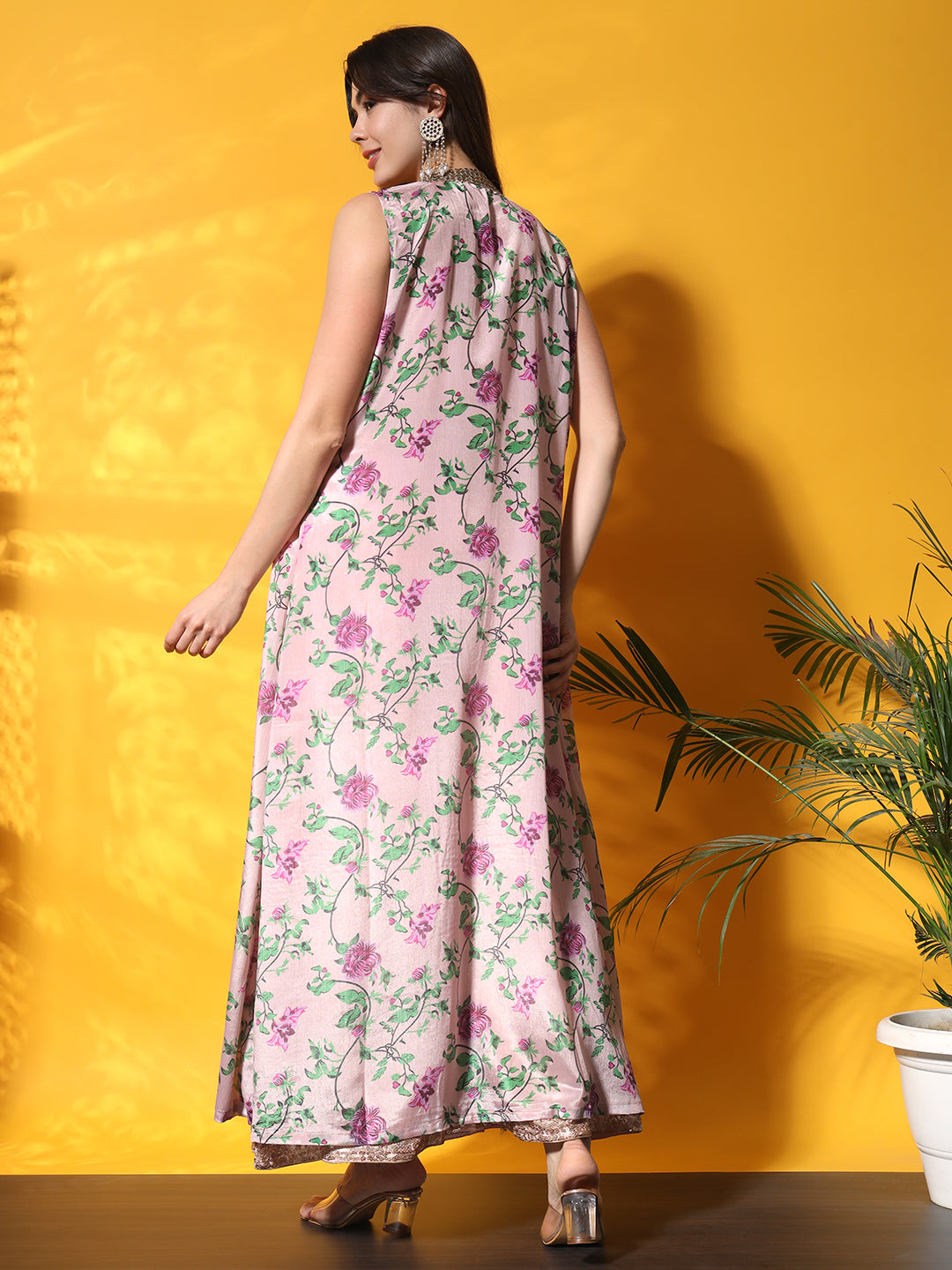 Floral Elegance Pink Anarkali Set