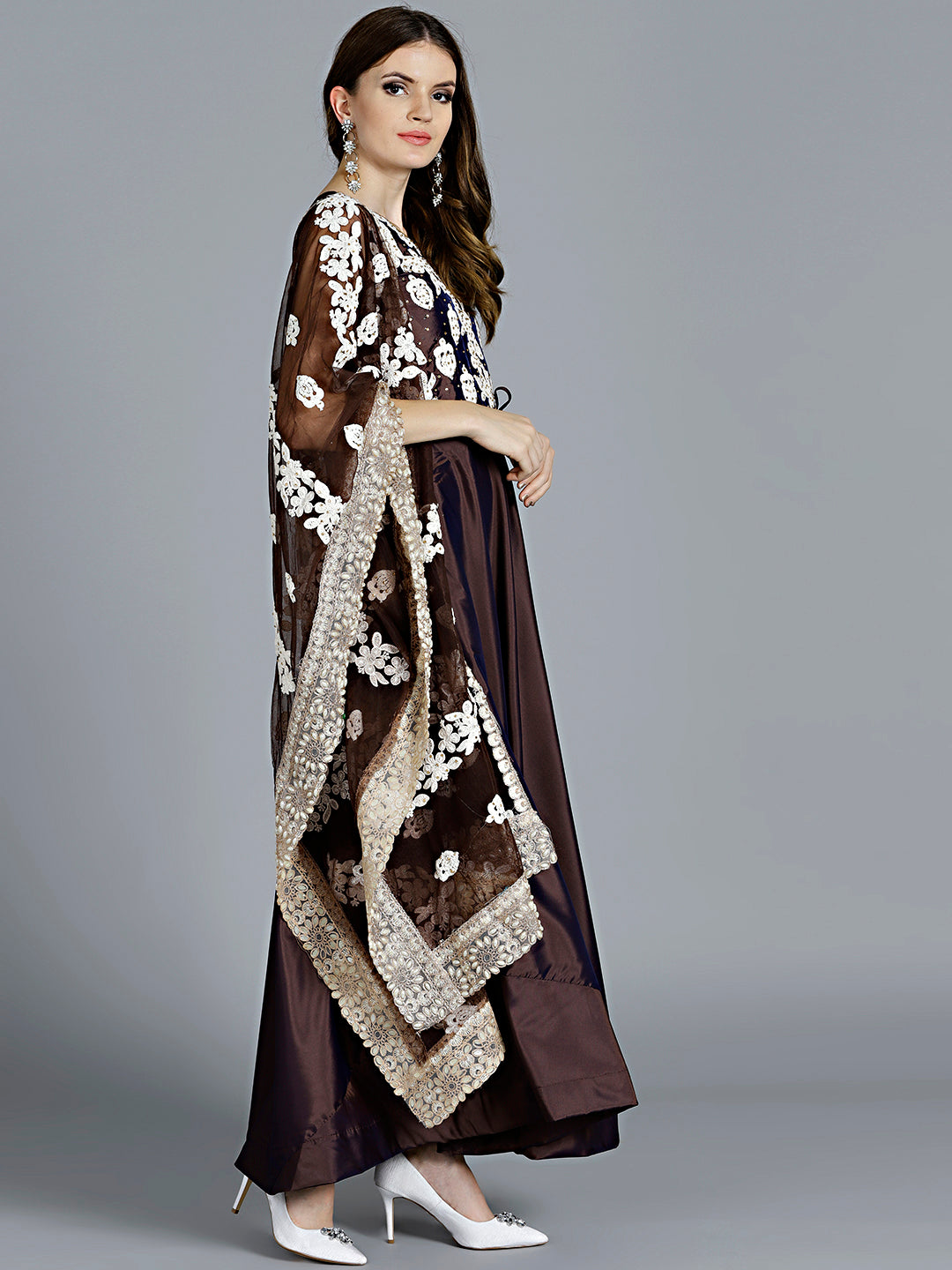 Resham Embroidered Suit with Pearl Studded Dupatta