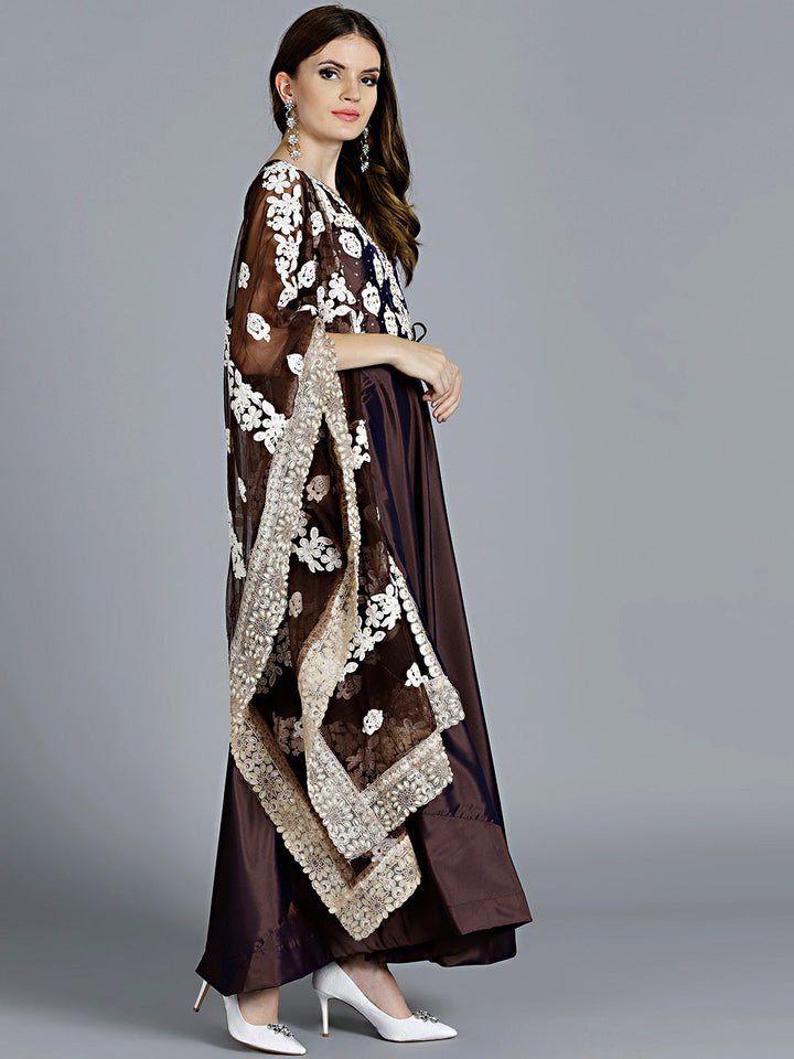 Resham Embroidered Suit with Pearl Studded Dupatta