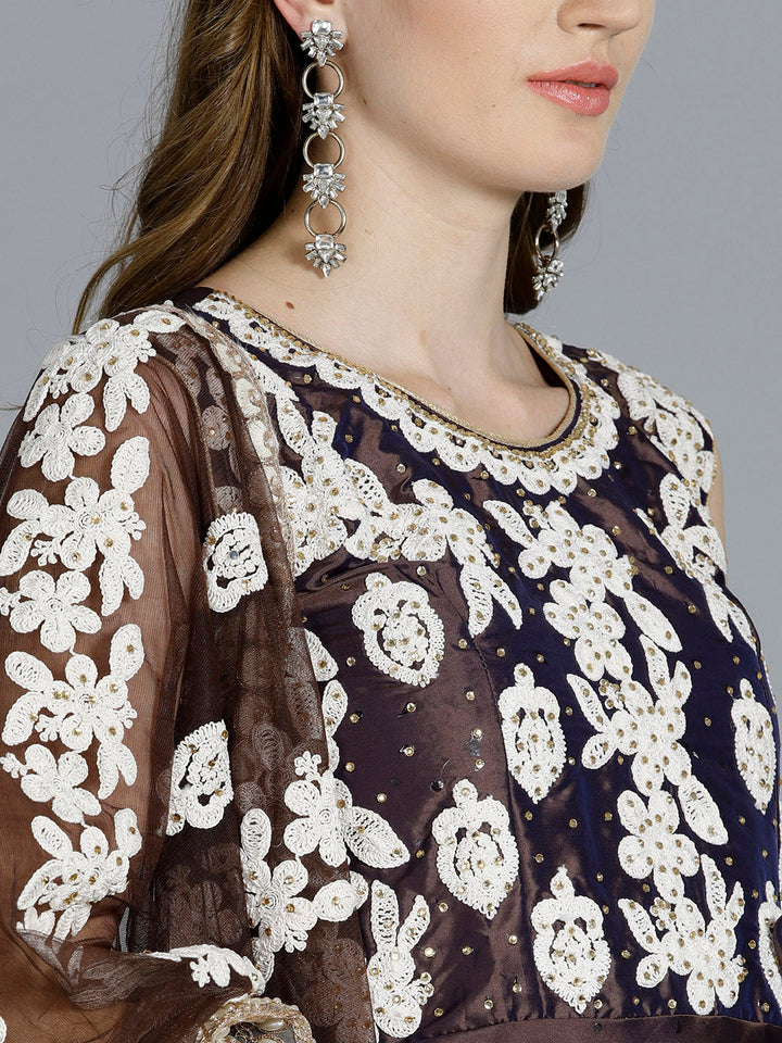 Resham Embroidered Suit with Pearl Studded Dupatta
