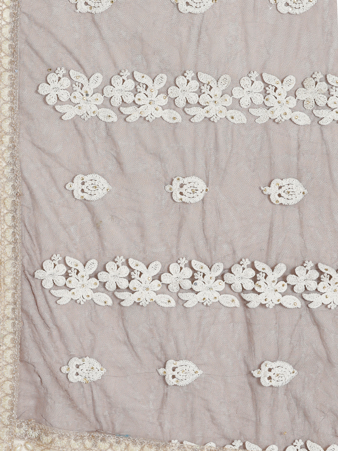 Resham Embroidered Suit with Pearl Studded Dupatta