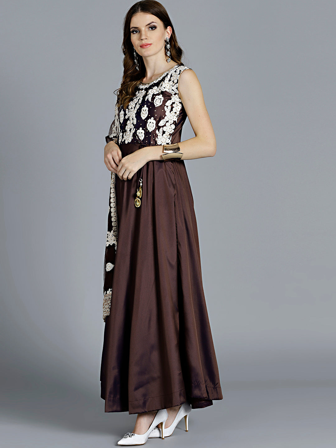 Resham Embroidered Suit with Pearl Studded Dupatta