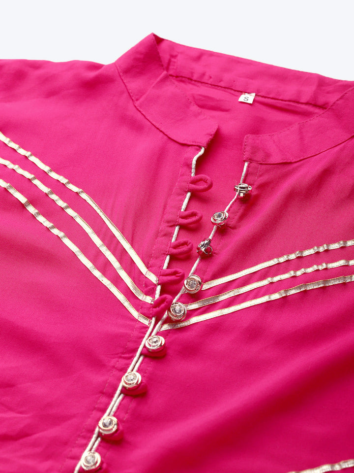 Made to Measure Kurta Pallazo Set with Geometrical Gotta Patti Embroidery & Buttons