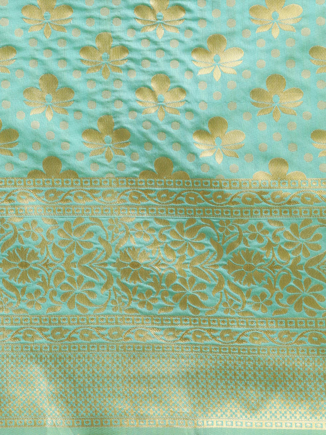 Teal Pink Kanjiwaram Silk Saree