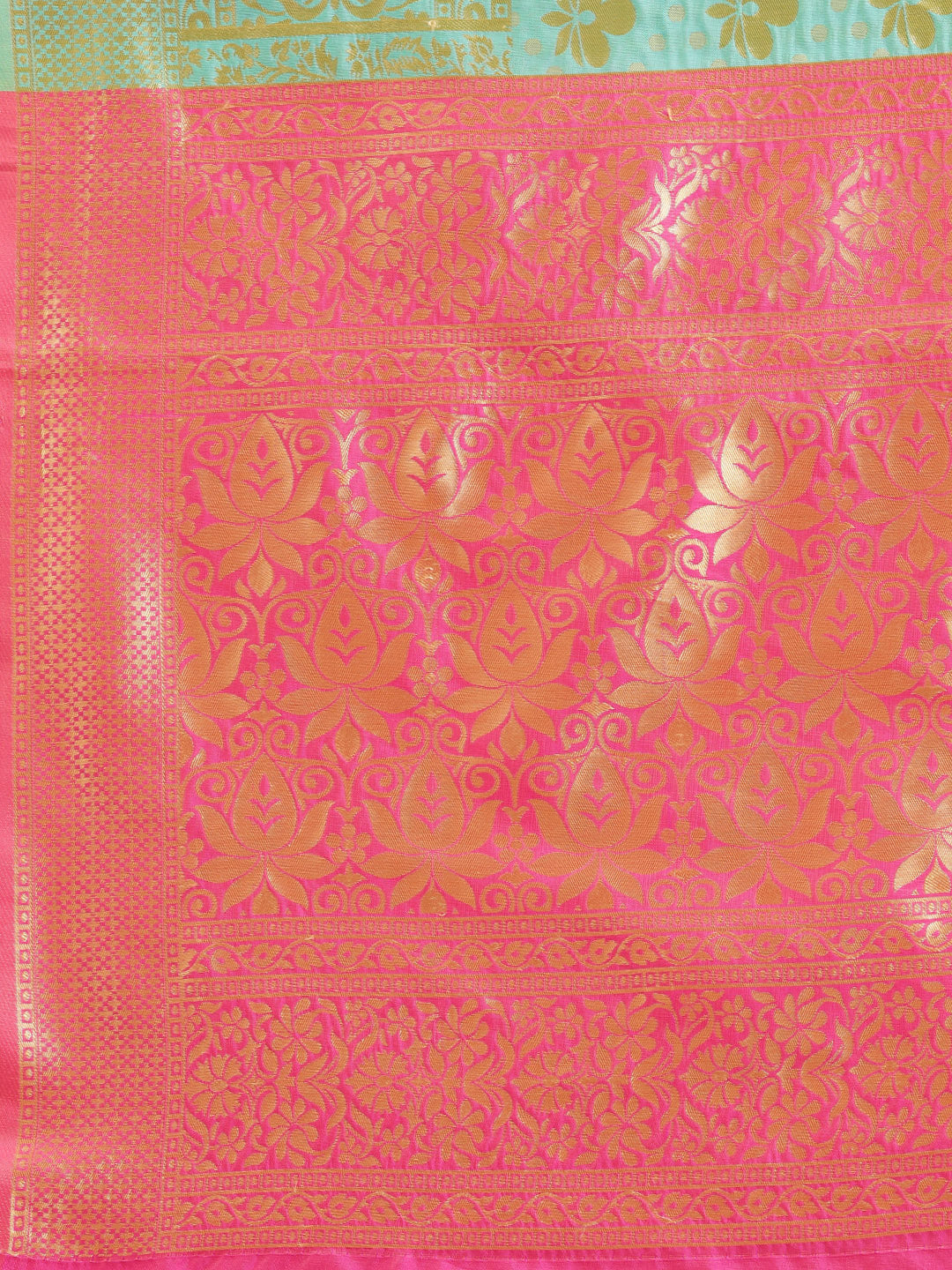Teal Pink Kanjiwaram Silk Saree