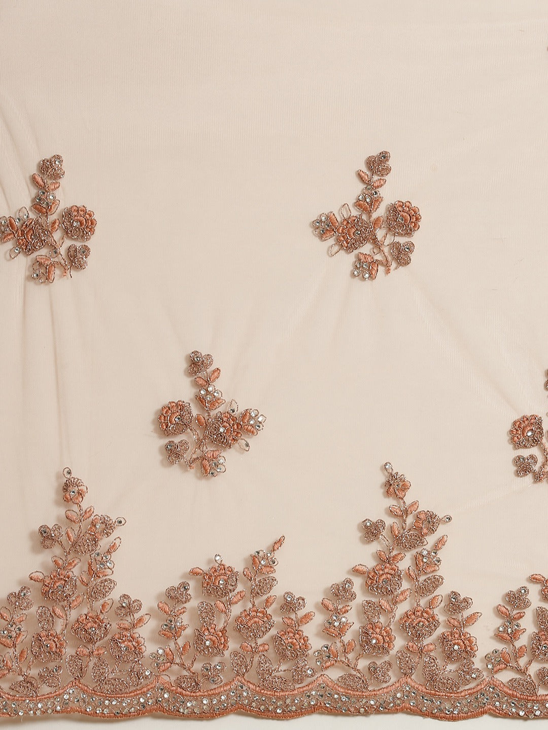Resham Embroidered Net Saree with Zari and Crystal Embellishments