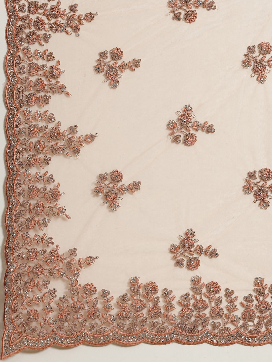 Resham Embroidered Net Saree with Zari and Crystal Embellishments