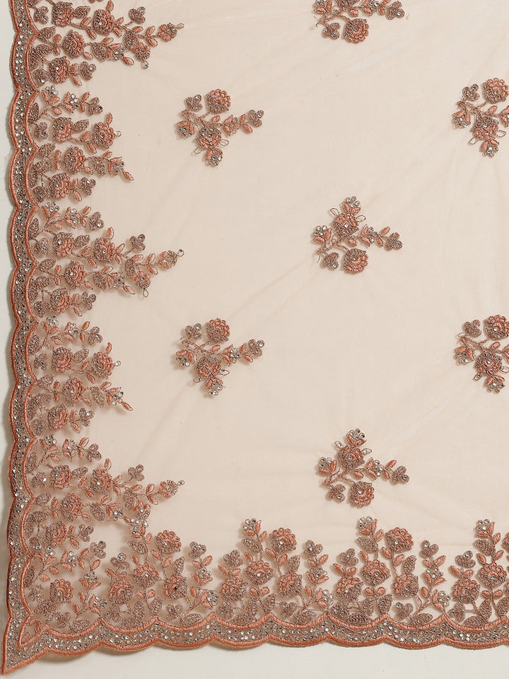 Resham Embroidered Net Saree with Zari and Crystal Embellishments