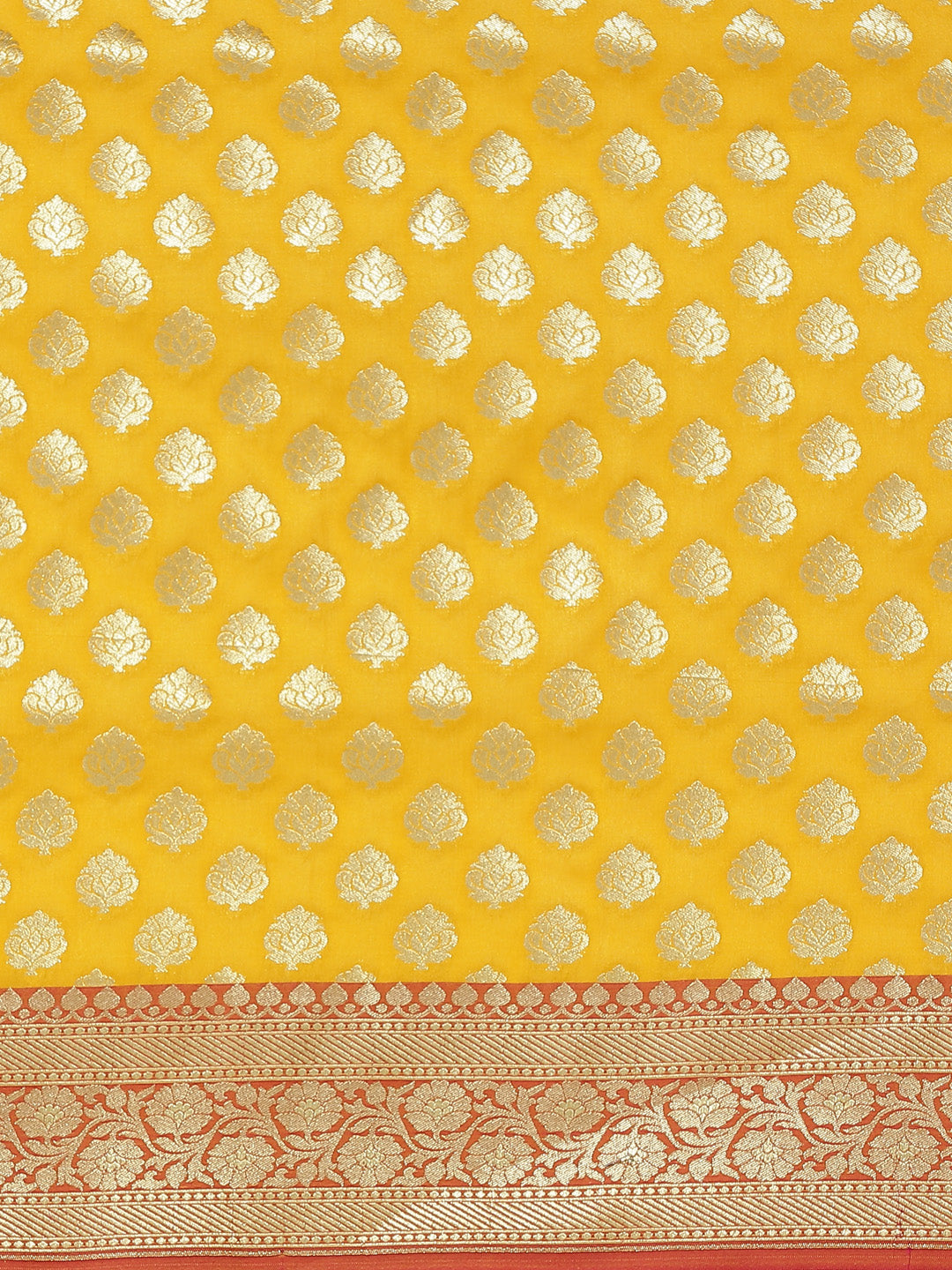 Banarasi Silk Blend Embossed Handloom Saree with Paisley Weaving & Contrast Border,Pallu
