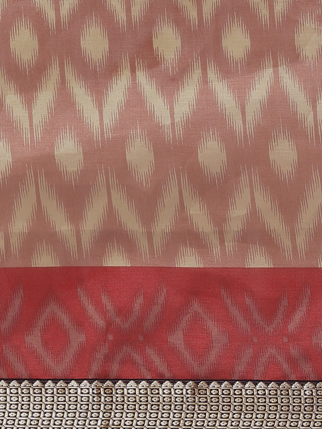 Maroon Ikat Printed Bhagalpuri Silk Blend Saree & Oxidised Zari Border