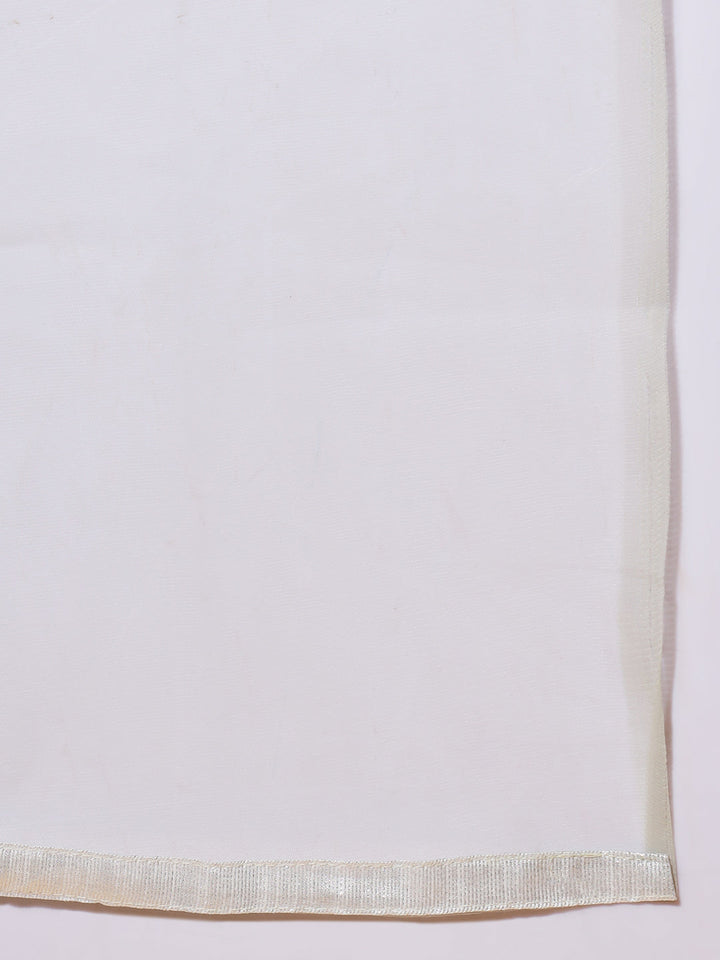 Resham Mirror Embroidered Cold-shoulder blouse with Net Dupatta