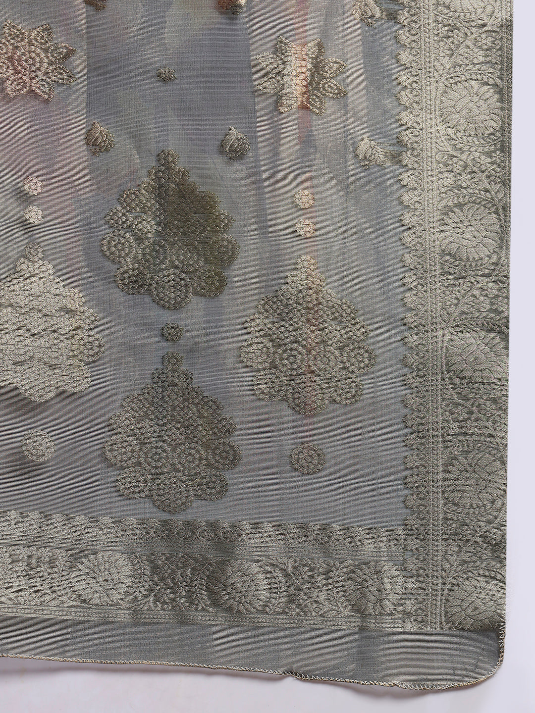 Digital Floral Print Organza Kurta Set with Gota Patti Embroidery & Handloom Dupatta