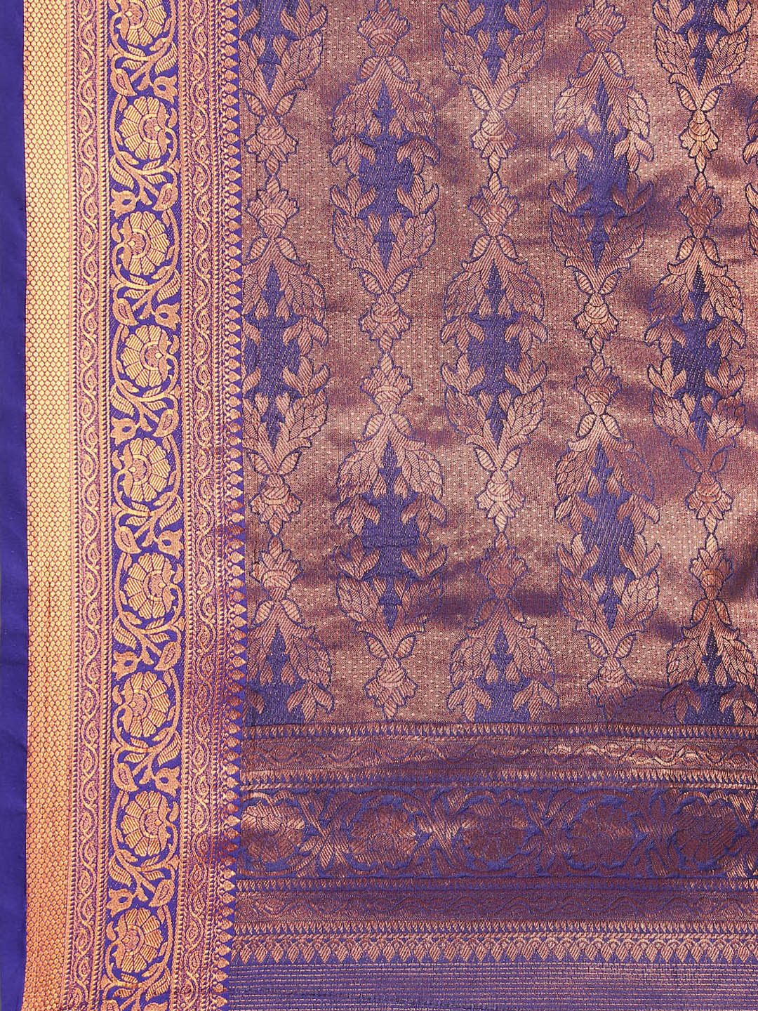 Teal Blue Kanjeevaram Oxidised Copper Zari Silk Saree