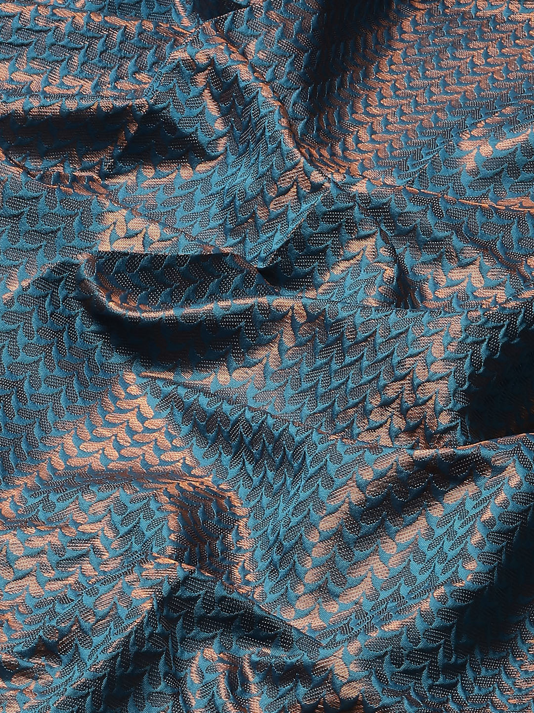 Teal Blue Kanjeevaram Oxidised Copper Zari Silk Saree