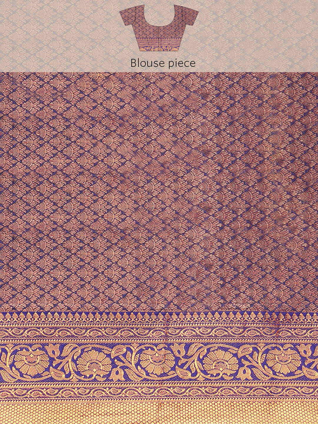 Teal Blue Kanjeevaram Oxidised Copper Zari Silk Saree