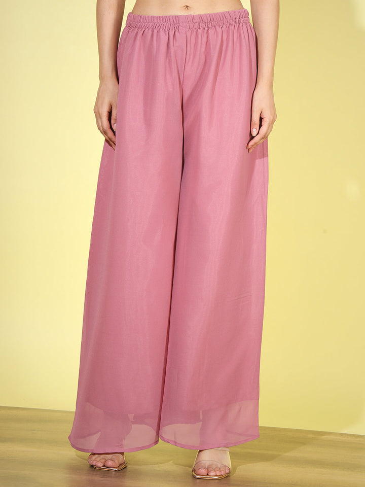 Sequin Embellished Nyraa Style High Slit Pleated Kurta Palazzo Set