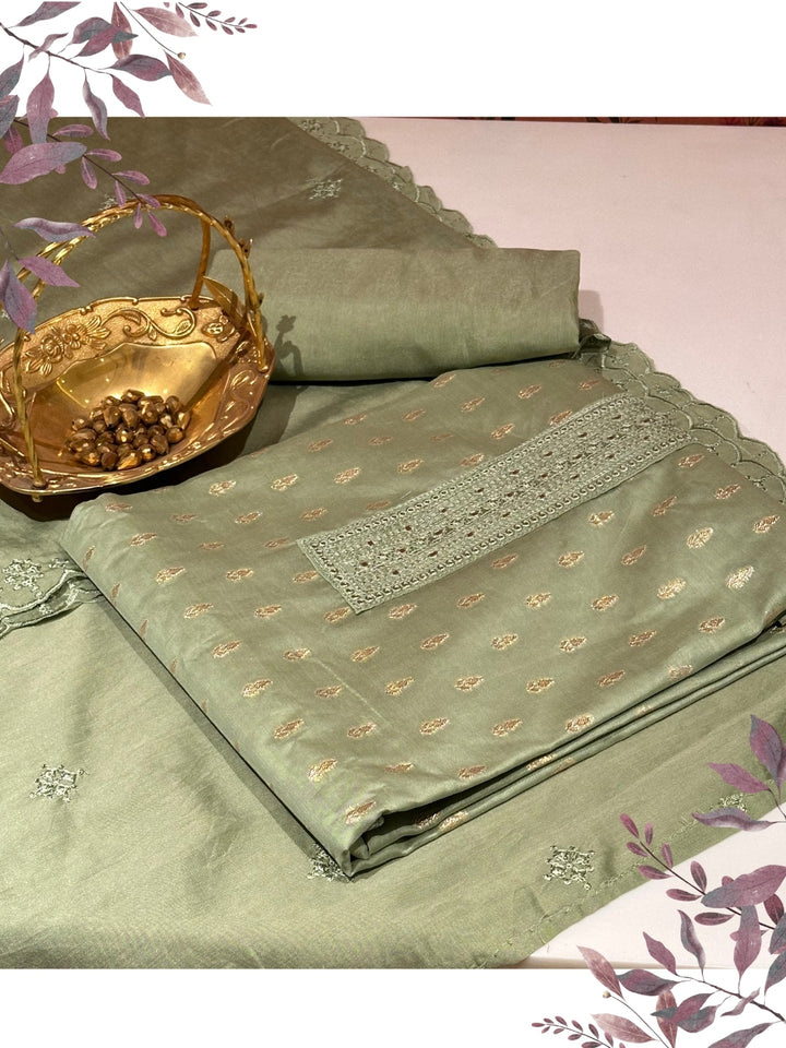 Elegant Olive Green Woven Suit