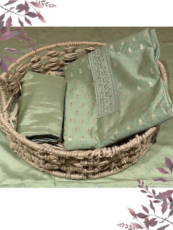 Elegant Olive Green Woven Suit