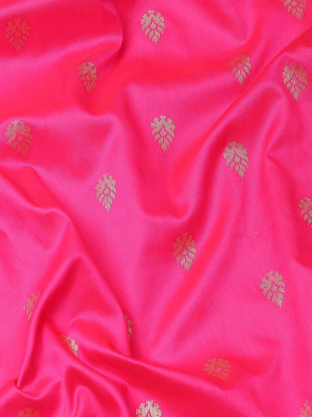 Fuchsia Pink Floral Motifs Banarasi Silk Saree with Contrast Pallu